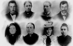 Familiemontasje av ukjente personer