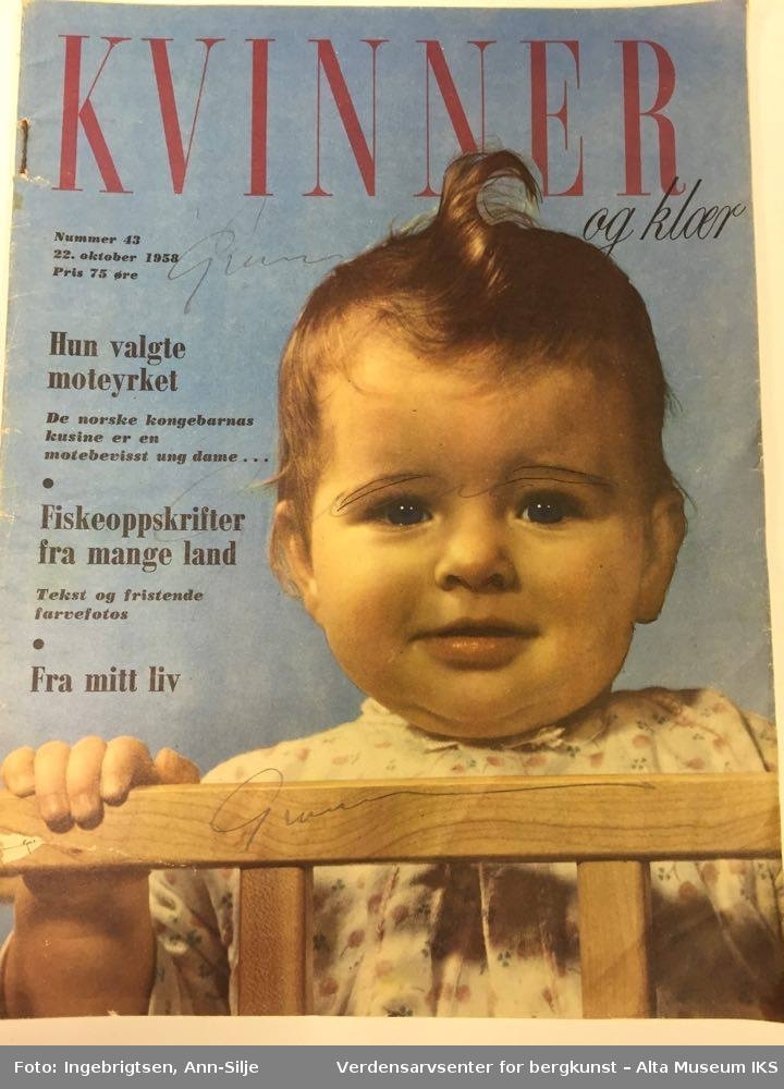 Form: Klassisk ukebladsformat såvel som magasinformat.

35 stykker. 

A) Norsk Dameblad, 6 nr. 1954-59, B) Illustrert, 5 nr.(inkludert julenr.) 1954-61, C) Allers, 5 nr. 1953-58, D) Hjemmet, 2 nr. 1956-58, E) Norsk Ukeblad, 3 nr. 1955-57, F) Kooperatøren (julenr.) 1955, G) Alle menns blad, 1 nr. 1953, H) Kvinner og klær, 1 nr. 1958, I) Alle kvinners blad, 6 nr. (inkludert julenr.) 1954-59, J) Aktuell, 2 nr. 1956-58, K) Dag over Norge, 3 nr. 1946-47.