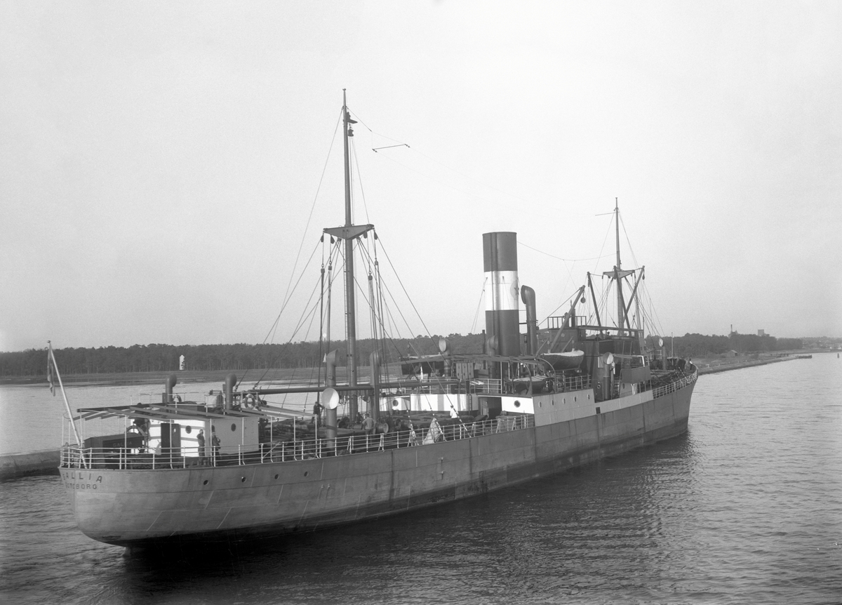 Lastångfartyget GALLIA av Göteborg i Åhus hamn den 14 maj 1921.