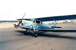 Lufthavn/Flyplass. Et fly, Hornet Moth, parkert på oppstilli