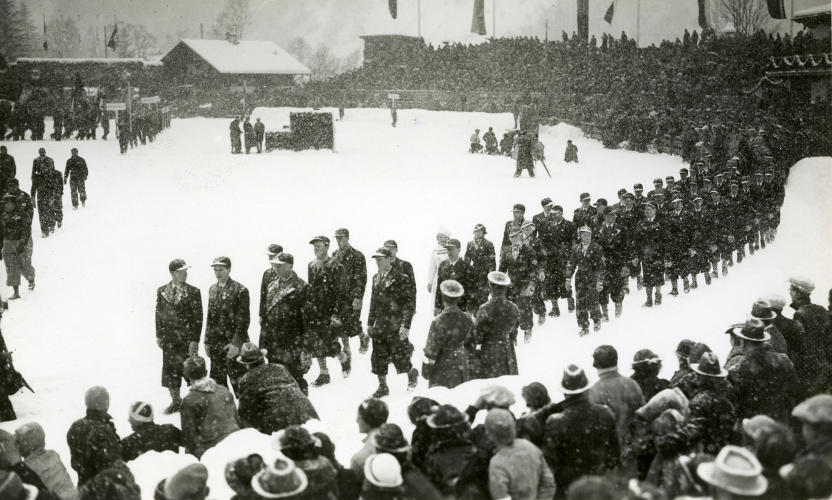 Marching in during opening of Winter Olympic Games at Garmisch
