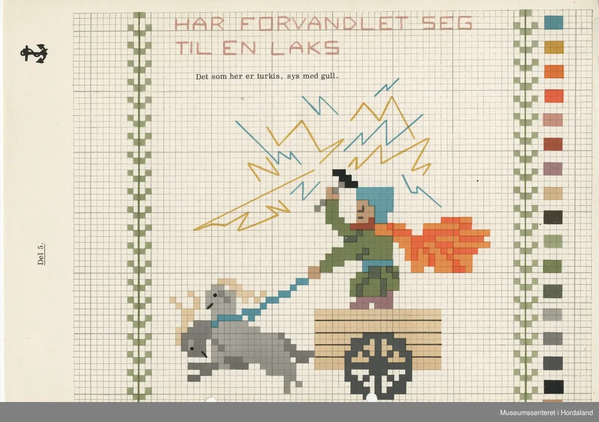 Trykt mønsterark i A4-format til brodert tekstil.