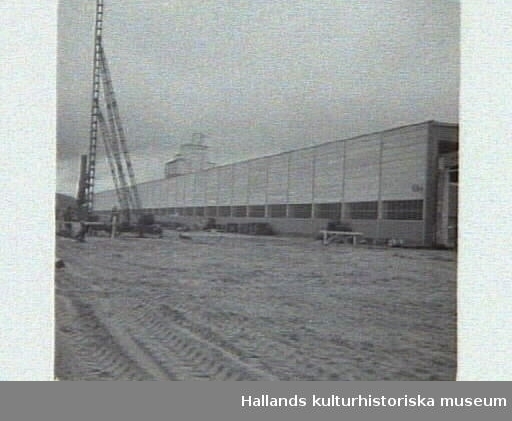 Pålning för tillbyggnad av Strängbetong AB. Artikel i samband med bilden publicerad i Varbergs Tidning 1959-10-23.