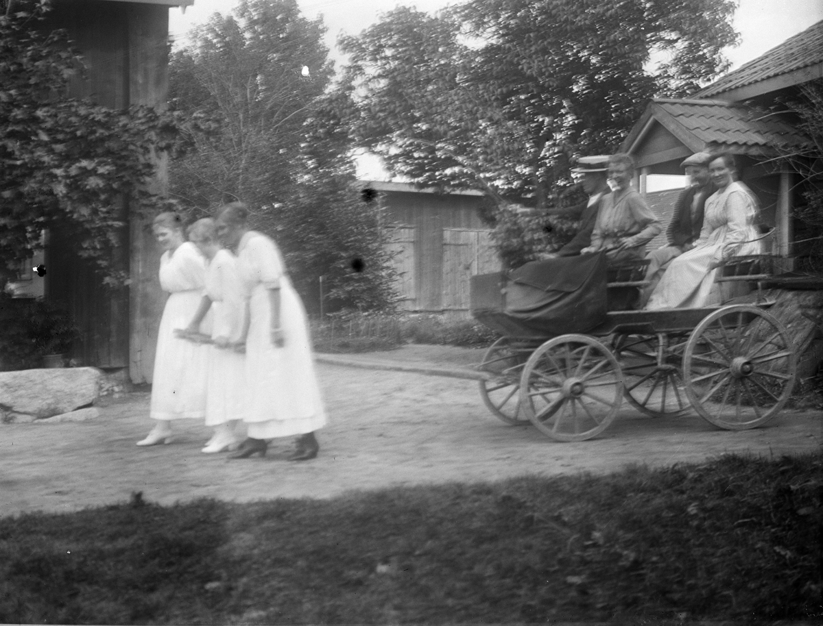 "Greta Petterson, Greta Anderson, Hildegard Petterson, Albin, Lisa, Anton, Tora", Sävasta, Altuna socken, Uppland 1919