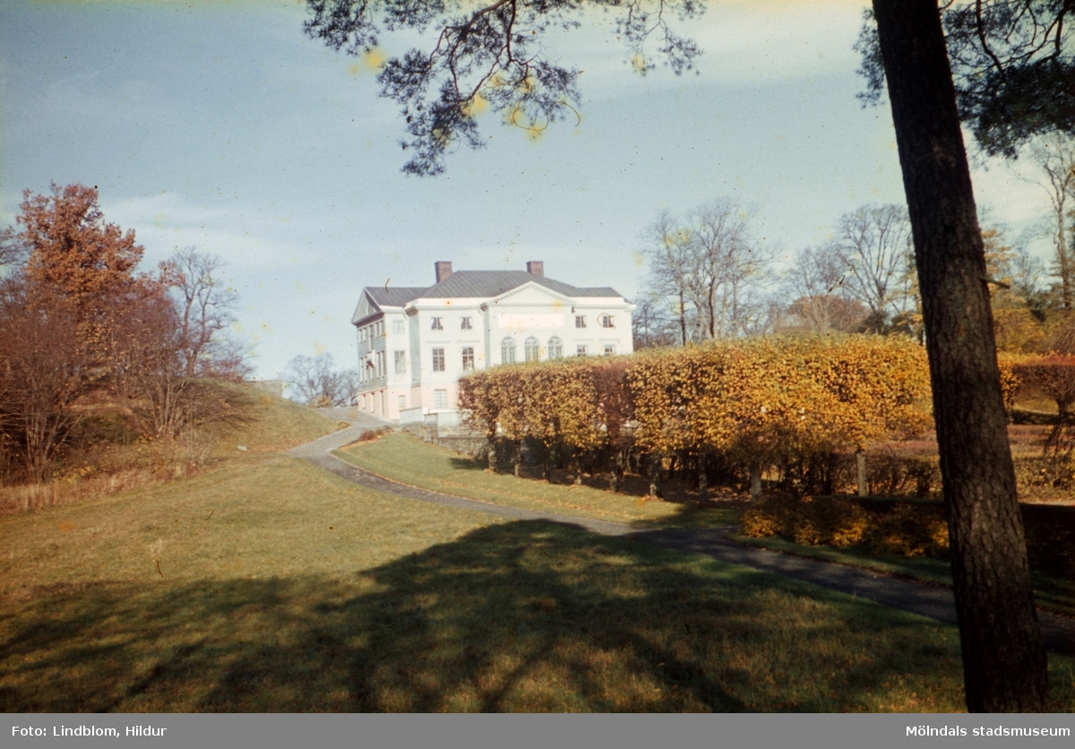 Gunnebo slotts södra fasad sedd ifrån slottsträdgården. Mölndal 1960-1970-tal.

För mer information om bilden se under tilläggsinformation.