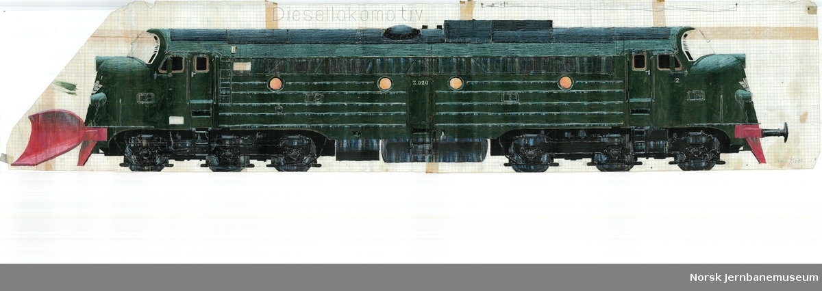 Tegning av diesellokomotiv Di 3 620