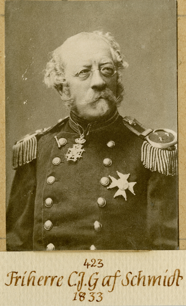 Porträtt av Carl Johan Georg af Schmidt, överstelöjtnant vid Södermanlands regemente I 10.