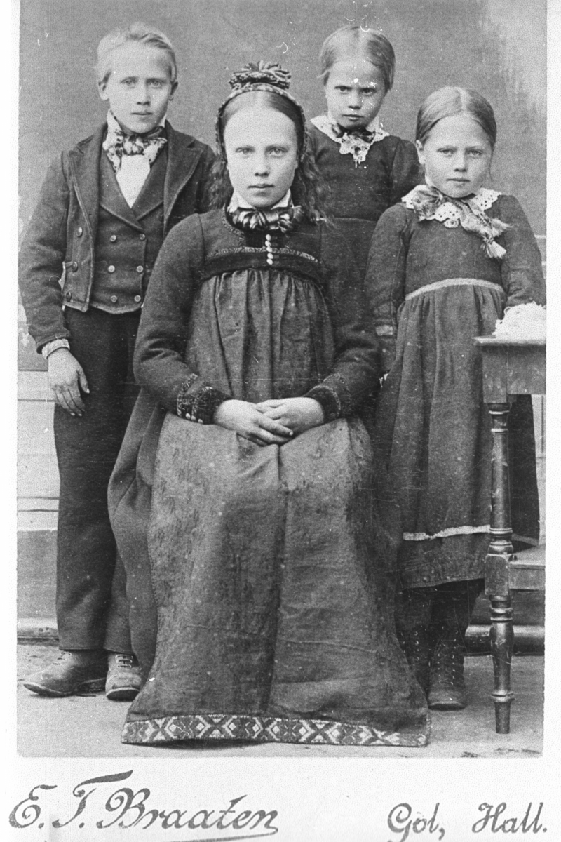 Gruppe barn frå Tomosgarden Sire.
Frå v.bak Sander,Birgit og Anne
frammom sit Birgit f. 1878 d.1891.