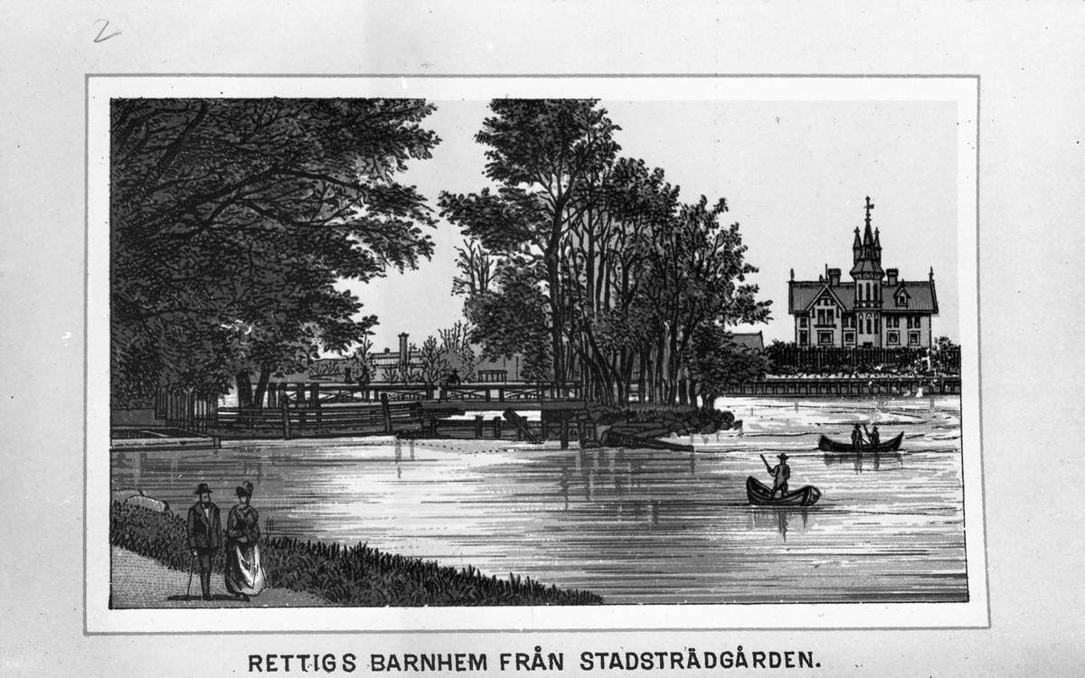 "Rettigs barnhem från Stadsträdgården", efter foto av Fredrik Renard.