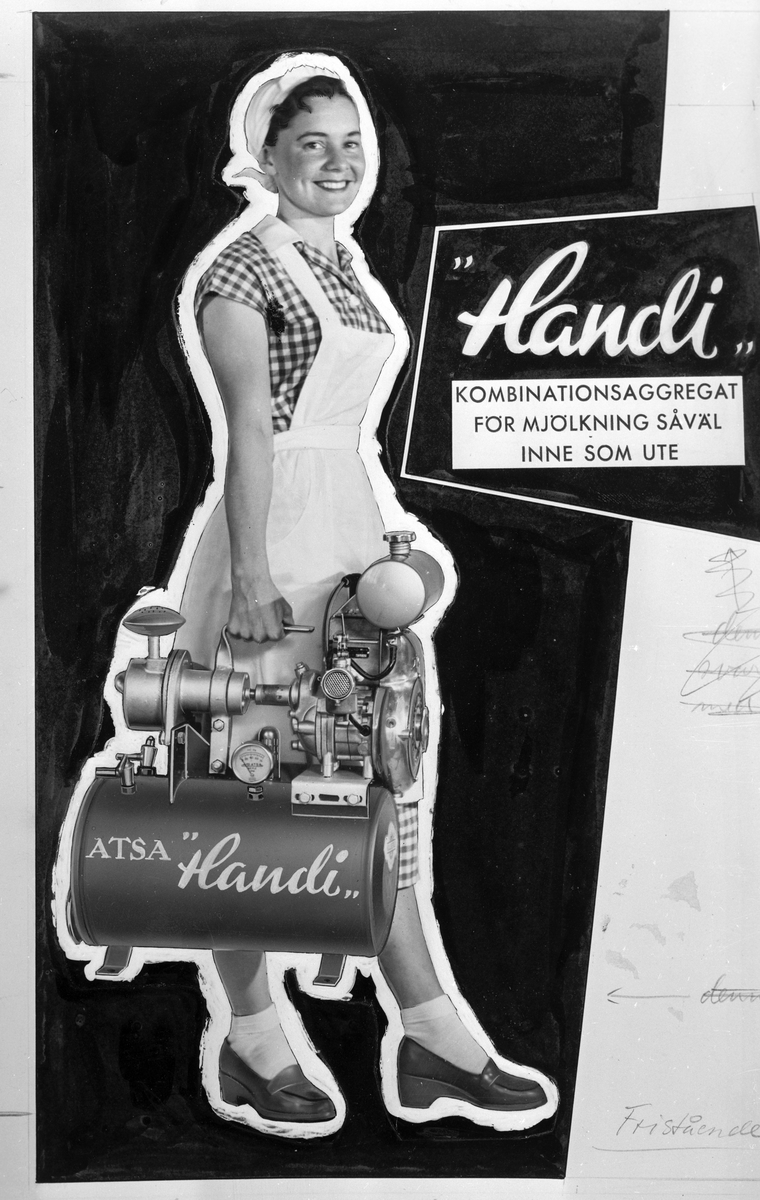 ATSA AB. "Handi, Kombinationsaggregat för mjölkning såväl inne som ute". Den 5 augusti 1954