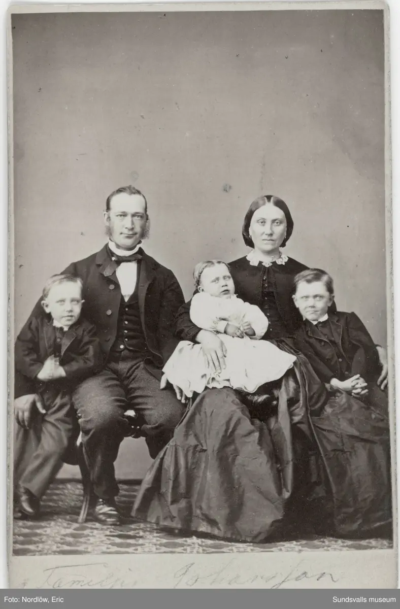 Grosshandlare Jonas Johanson med familj. Hustrun heter Anna Märta og Gissberg och barnen Johan