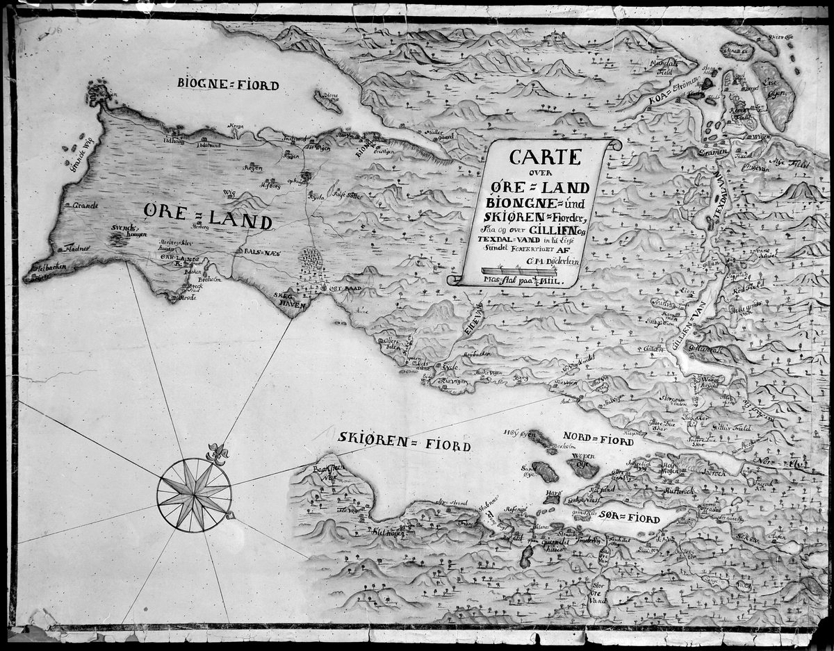 Gammelt Kart Over Ørland Bjugn Og Stjørna Med Gjølgavatnet Og Teksdalsvatnet Museet Kystens 3412