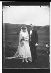 Et brudepar ( står ute på en slette 9