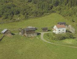 Dal. Gårdsbruk. Nyere stue, elllers små, gamle hus. Bær-og f