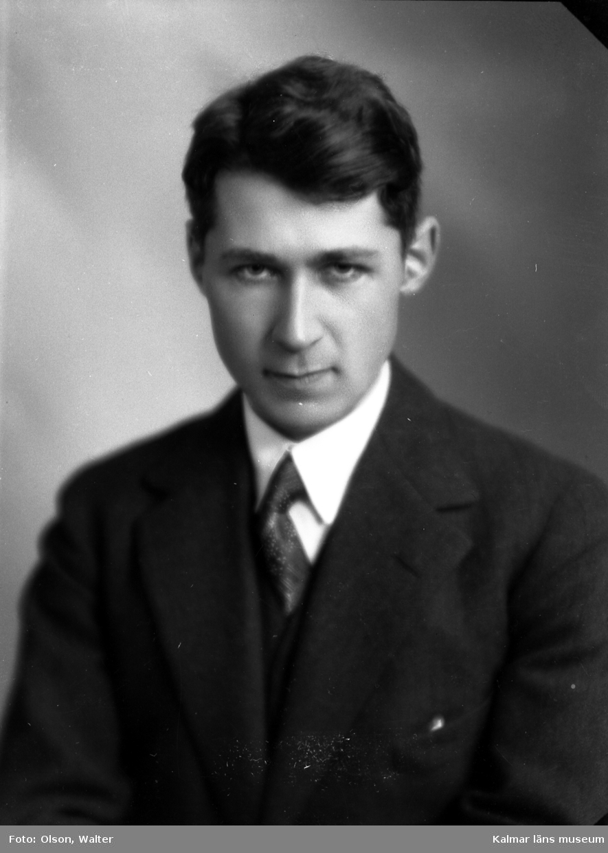 Ateljébild på en man i kostym som är konsul. Enligt Walter Olsons journal är bilden beställd av E Kreuger.