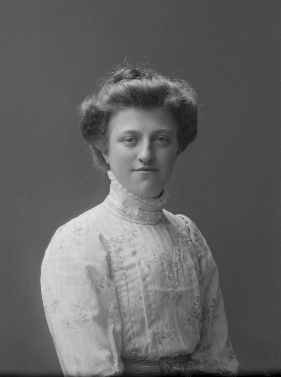 Porträtt från fotografen Maria Teschs ateljé i Linköping. 1910. Beställare: Hulda Anderson.