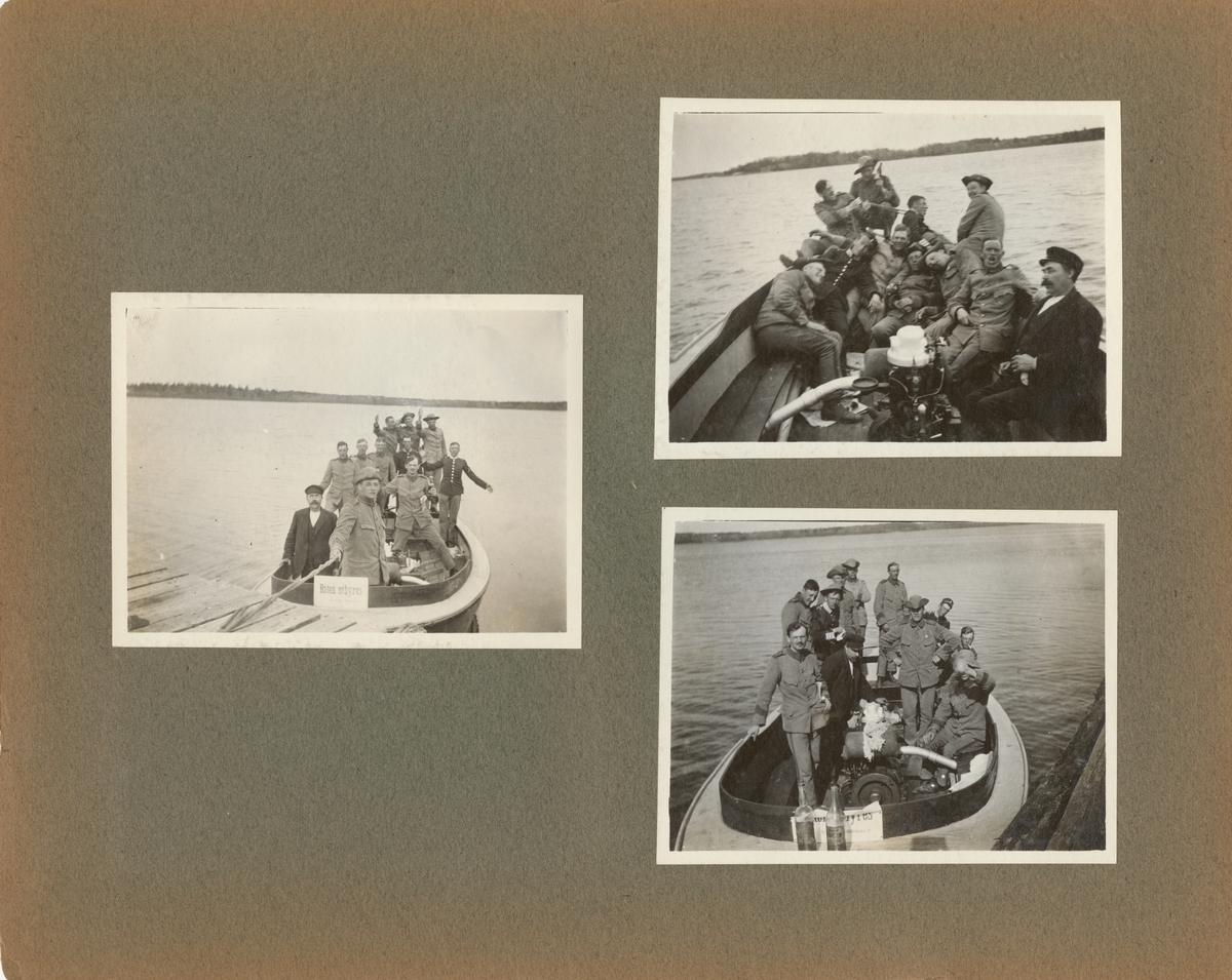 Gruppbild av soldater från Göta livgarde I 2 i båt.