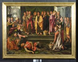 Peter dømmer Ananias og Saffira [Oljemaleri]