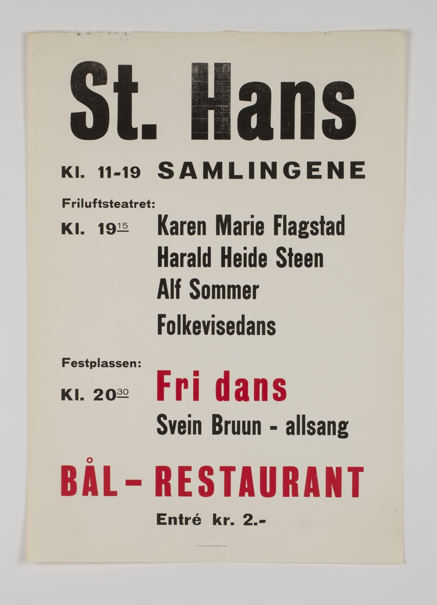 Plakat. St. Hans Aften på Norsk Folkemuseum.