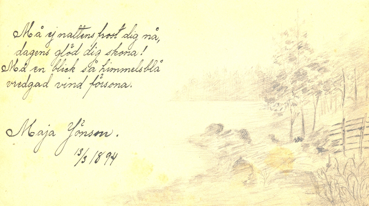 Illustrerad dikt ur Lilli Sahlbergs minnesalbum.