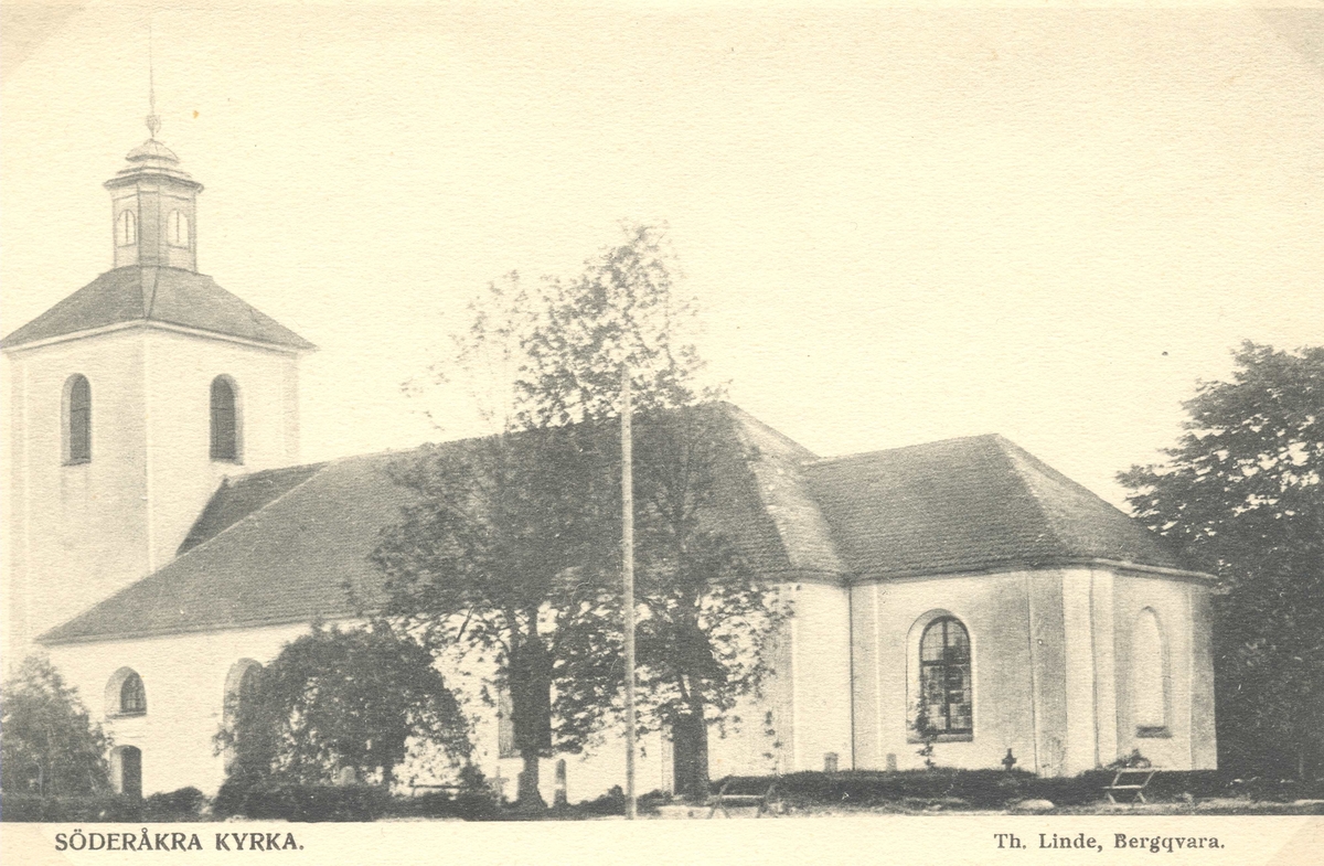 Vykort med motiv av Söderåkra kyrka, även kallad Sofia Magdalena kyrka.