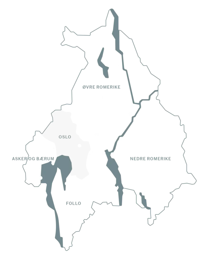 Tegnet kart over Akershus fylke