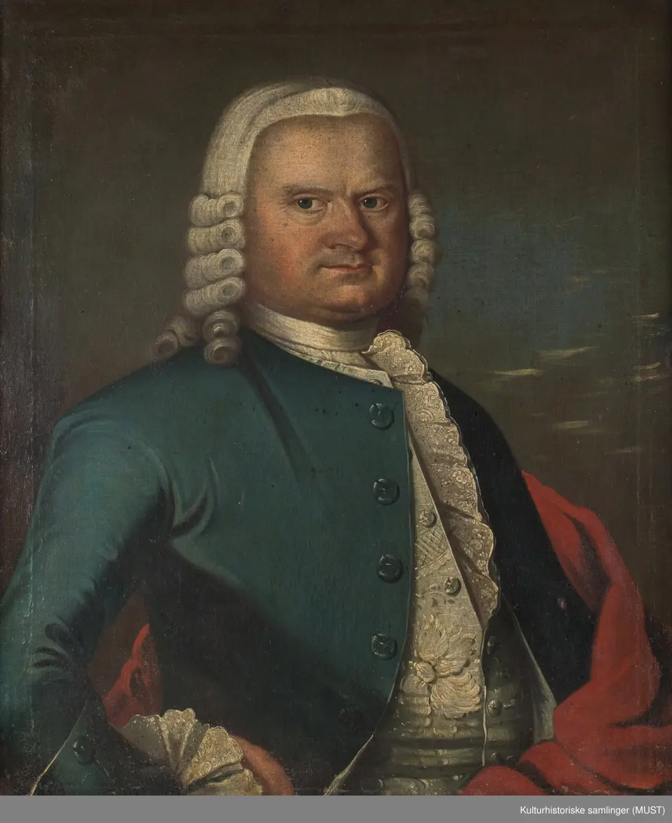 Portrett av Lauritz Claus Nielsen Bugge (1712-1773)
(NB! Hvilket fødselsår er riktig? På lapp bak på maleriet står det 1/11-1714, mens i Ledaal-føreren står det 1712- MJ)