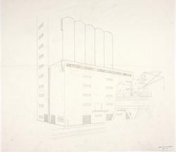 Silo med lager for A/S Christiansands møller [Eksteriørpersp