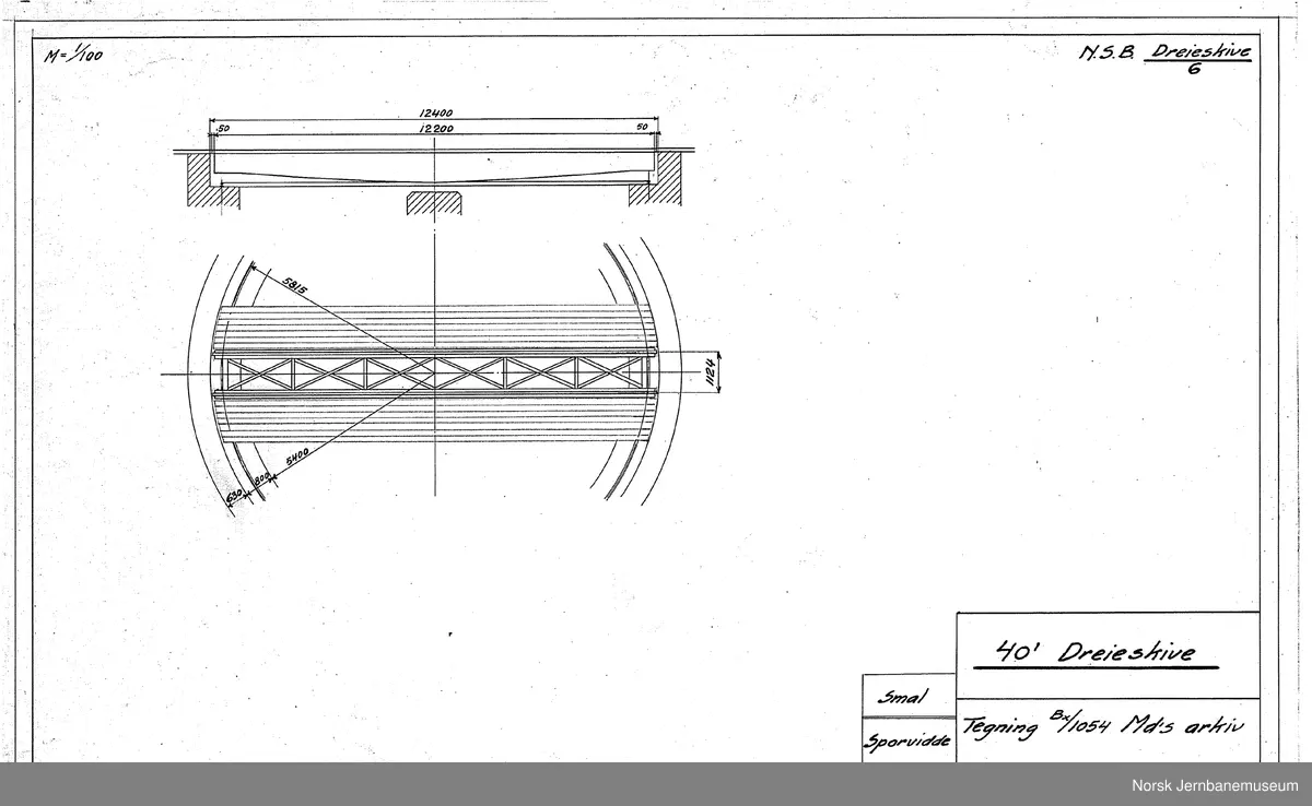 Oversiktstegninger fra NSB Verkstedkontoret
10 tegninger av svingskiver på jernbaneverkstedene