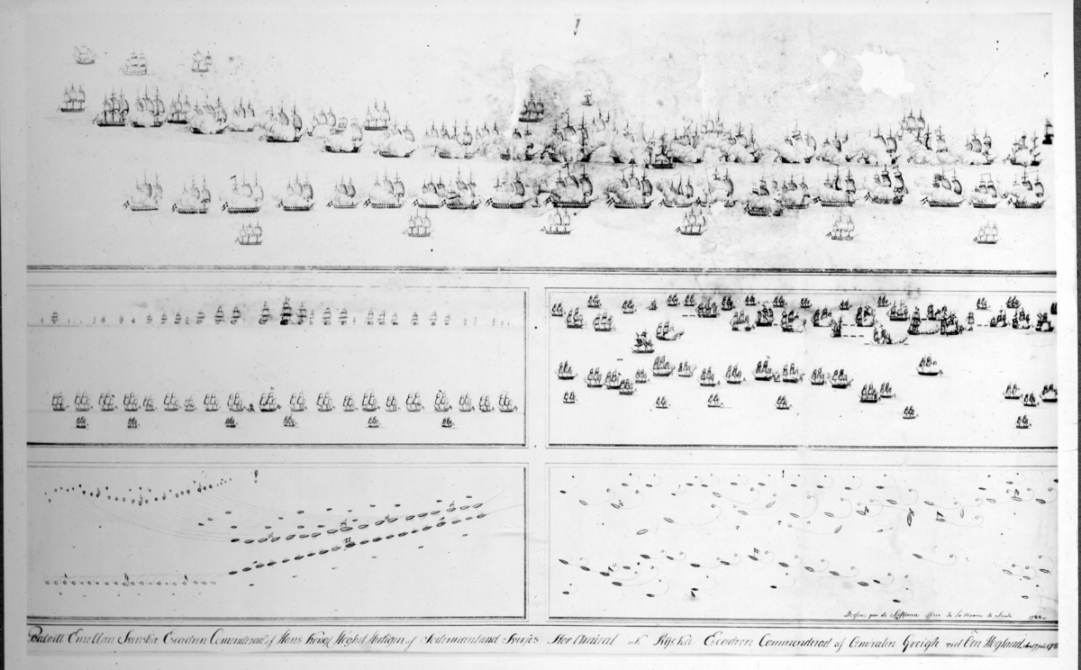 Bataillen emellan Svenska och Ryska eskaderna vid Hogland den 17 juli 1788 reproduktion