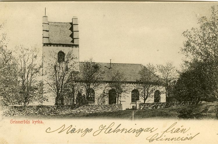 Enligt Bengt Lundins noteringar: "Grinneröds kyrka. Södra fasaden".