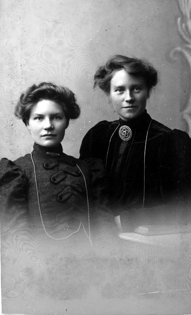 Portrett av Lina og Karen Olsen fra Stangnes i Tranøy, tatt i 1908.
