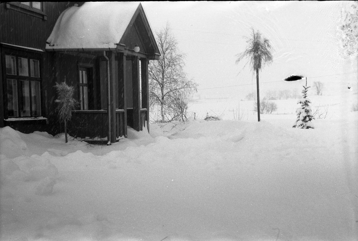 Vintermotiver fra fotografens eiendom Odberg på Kraby, Østre Toten. Vinteren 1947/48. Sju bilder.