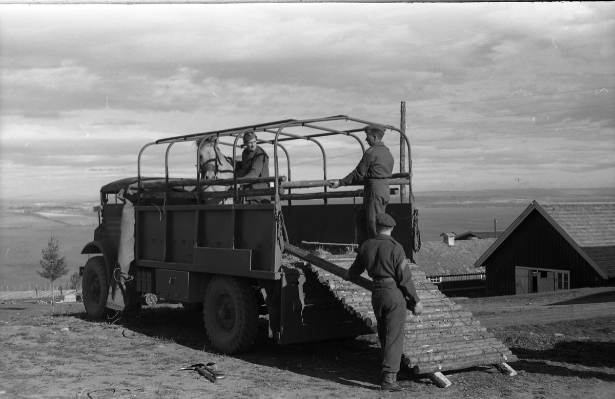 Opplasting av hester på lastebil ved Hærens Hesteskole på Starum september 1948. Serie på 24 bilder. Lengst til venstre på bilde nr. 1 står daværende sersjant Ottar Markeng.
Bildene nr. 1-4 og 17-24 eer trolig fra Hoffsvangen, de øvrige fra Starum Leir.