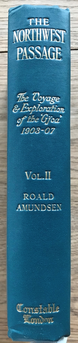 Bok. Amundsen, R: The north West Passage I-II. London 1908. Grønt bind med sirkeldekor.