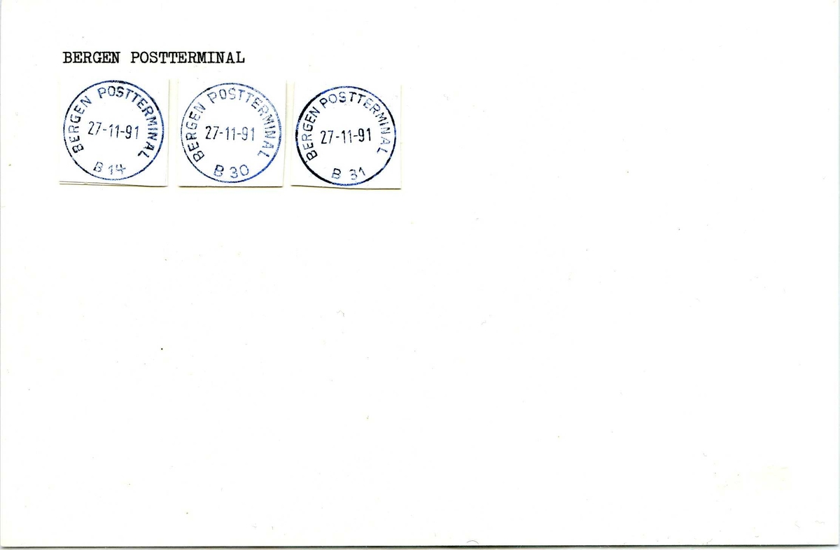 Stempelkatalog, Bergen postkontor. Bergen postterminal. Bergen kommune. Hordaland fylke. 
