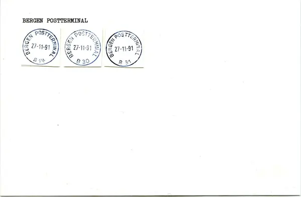 Stempelkatalog, Bergen postkontor. Bergen postterminal. Berg