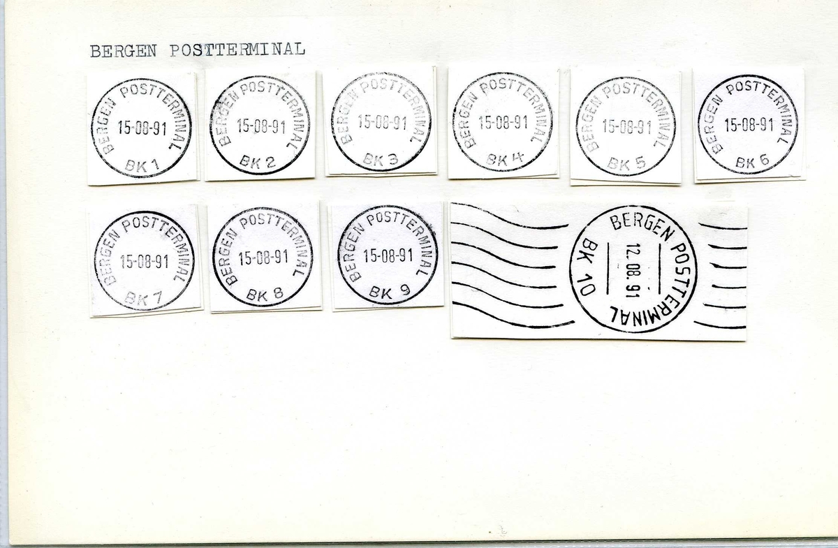 Stempelkatalog, Bergen postkontor. Bergen postterminal. Bergen kommune. Hordaland fylke. 