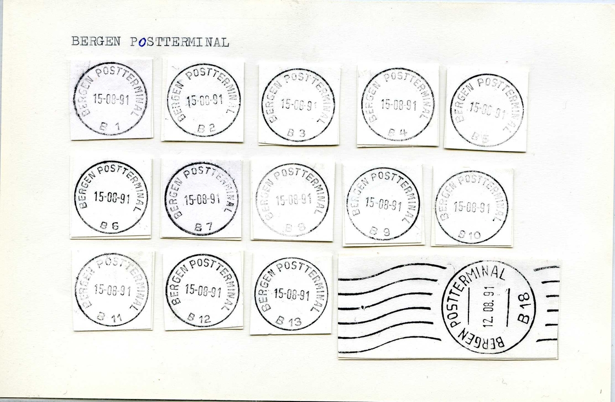 Stempelkatalog, Bergen postkontor. Bergen postterminal. Bergen kommune. Hordaland fylke. 
