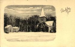 Julekort. Jule- og nyttårshilsen. Vintermotiv. Svart/hvitt f