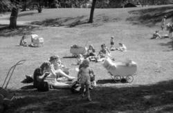 St.Hanshaugen. Sommerliv på plenene. Mai 1947