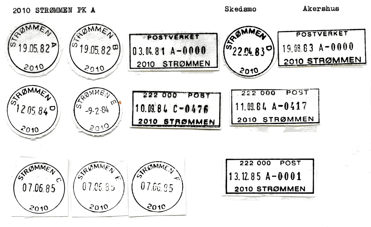 Stempelkatalog 2010 Strømmen, Skedsmo kommune, Akershus