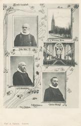 Postkort med montasje av fotografier av Vestsiden kirke i Fr