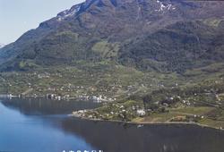 Flyfoto, Ullensvang kyrkje, Opedal, Lofthus