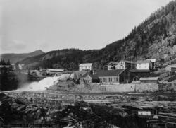 Postkort Storebrofossen med Fjeldheim, Bang (Bagn?) i Valdre