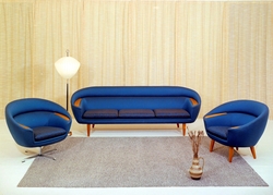 Salong. Sofagruppe med sofa og lenestolar.