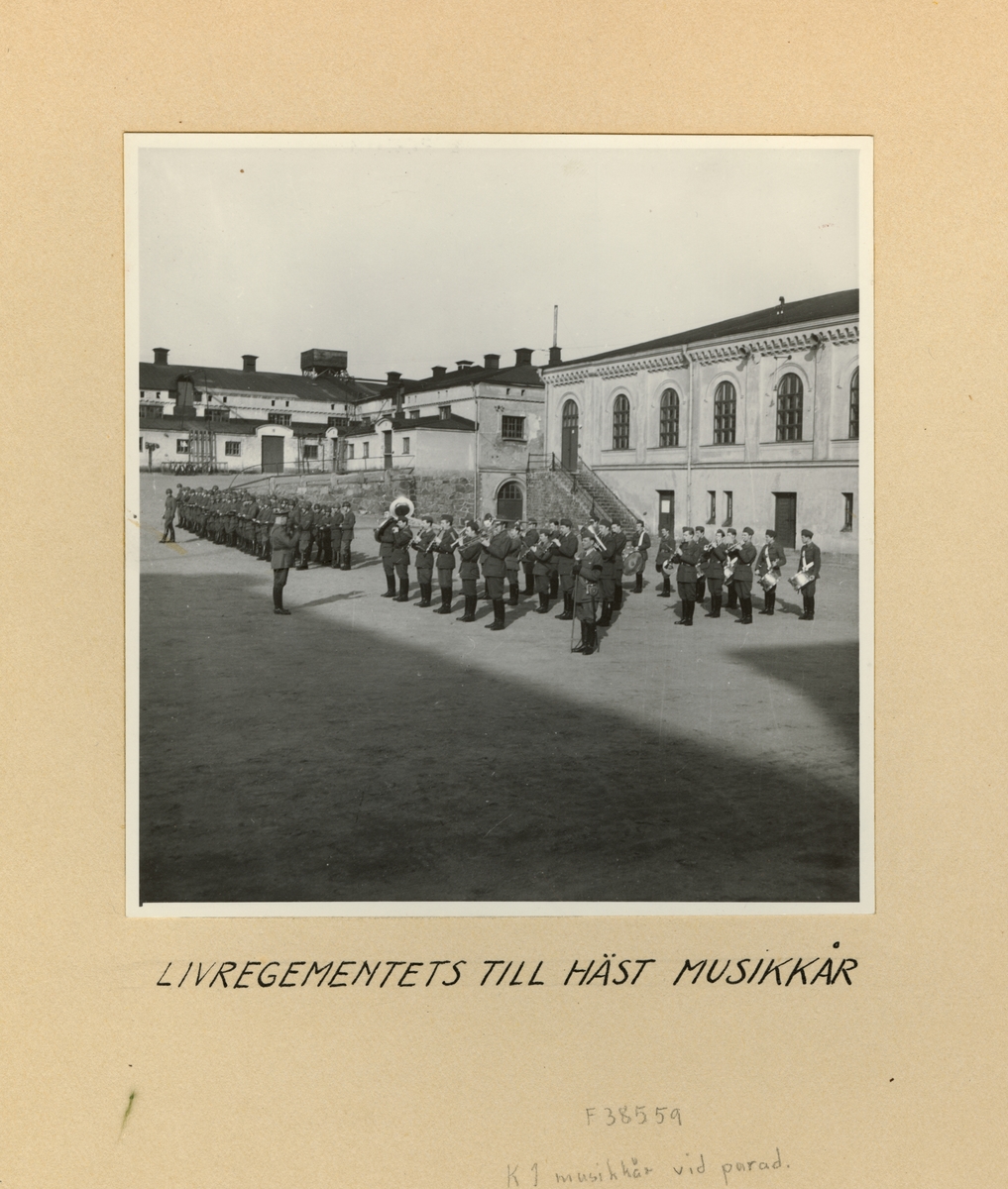 Livregementets till häst musikkår, våren 1947.