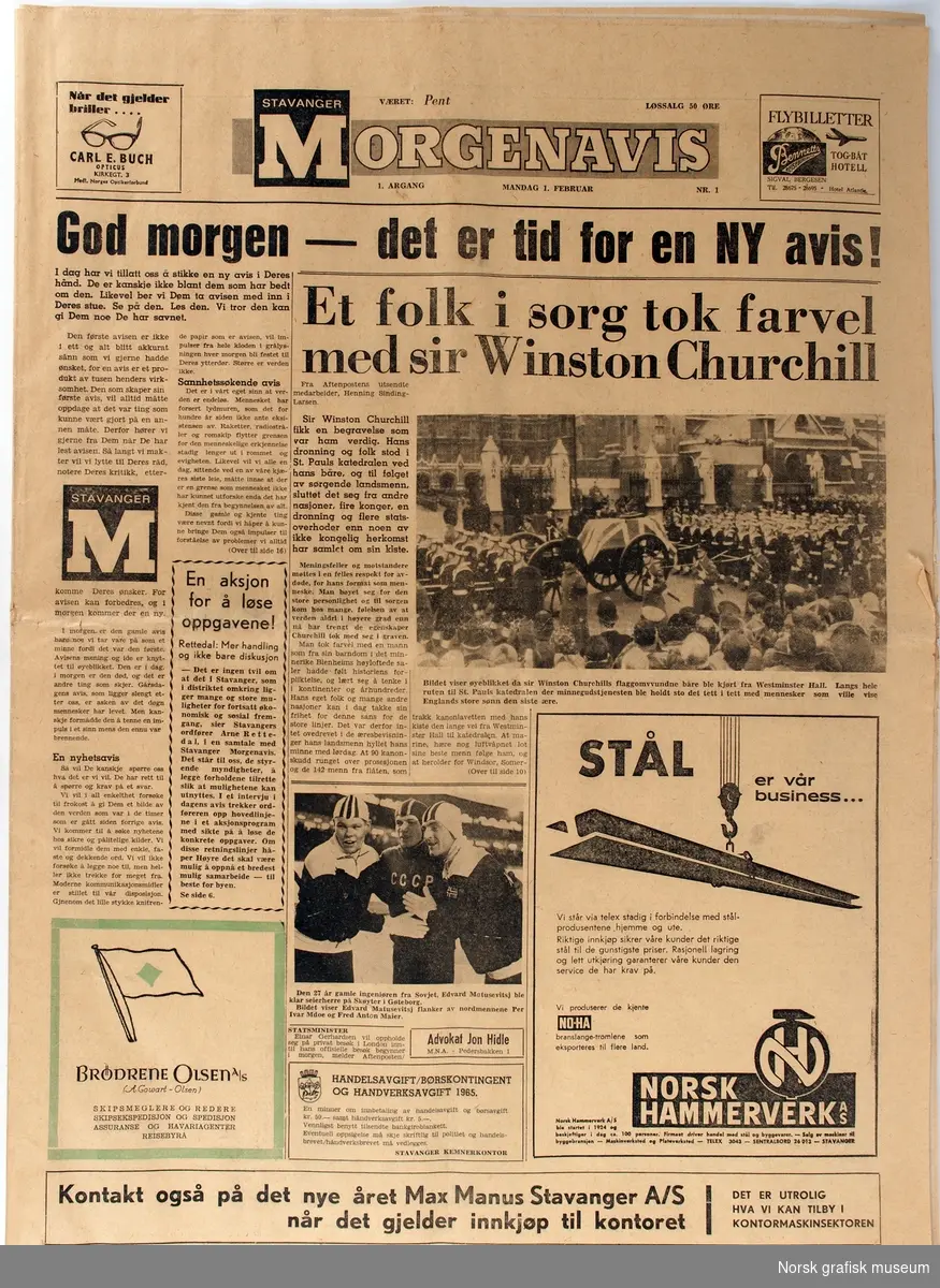 Stavanger Morgenavis: Mandag 1. februar 1965