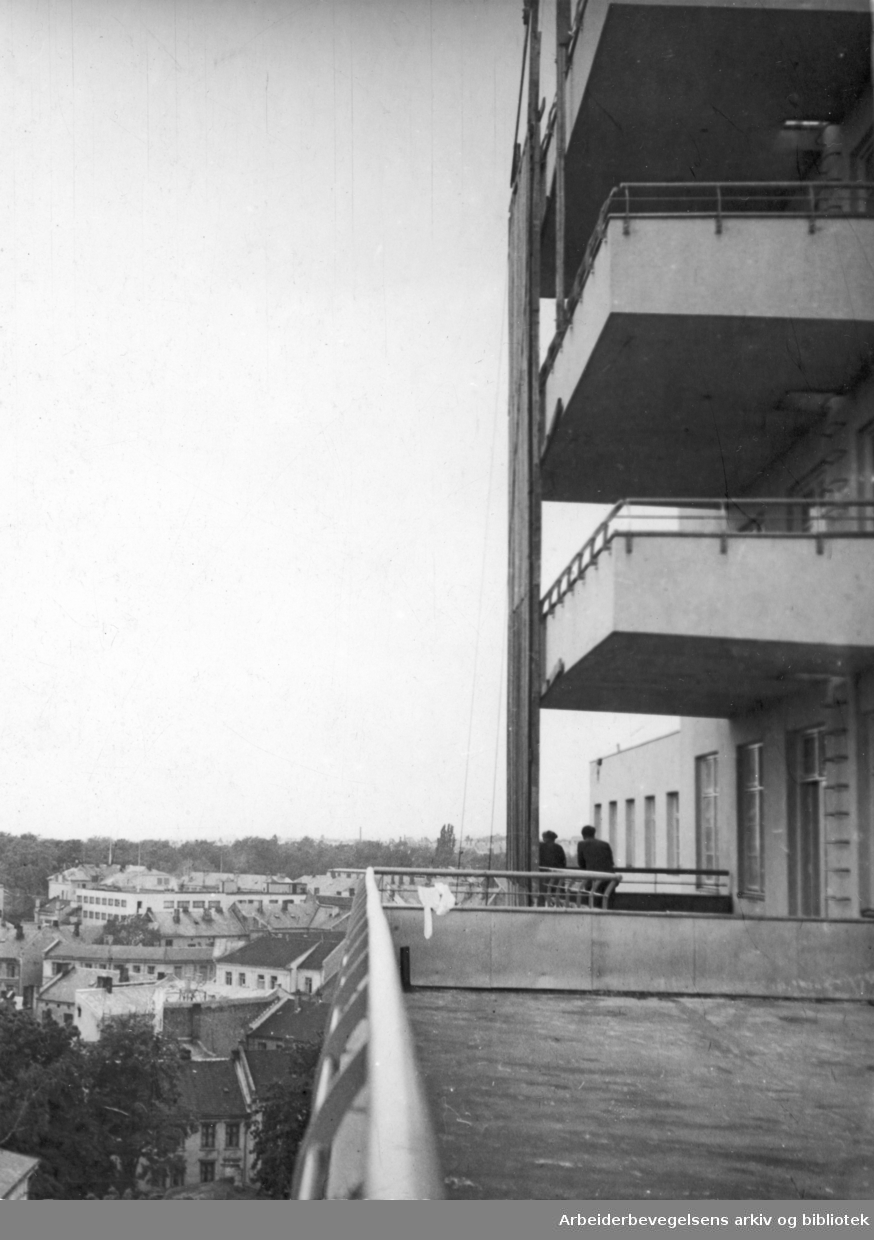 Utsikt fra kirurgisk avdeling ved Rikshospitalet, 1949.