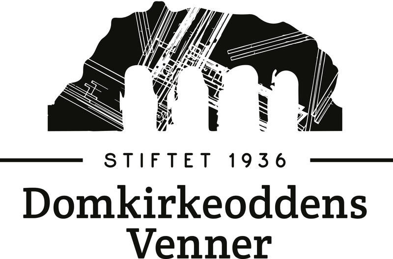 Logoen til Domkirkeoddens Venner, som er museets egen venneforening, viser en stilisert silhuett av domkirkeruinen.